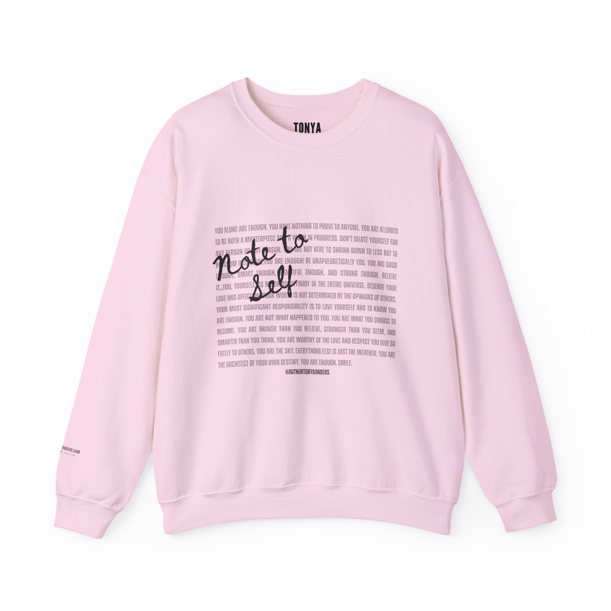 Crewneck Sweatshirt — 'Note to Self' Minimalist Text Graphic