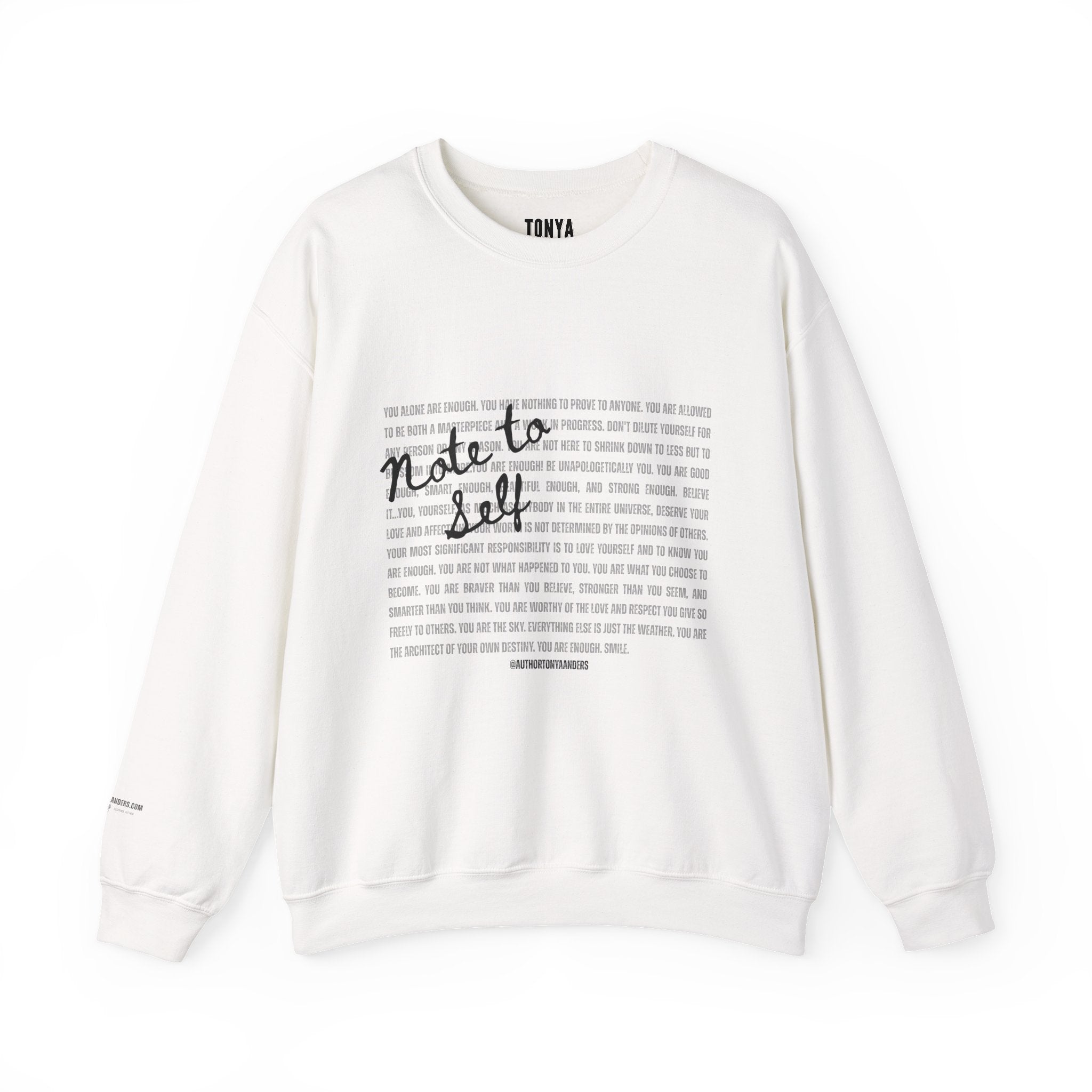 Crewneck Sweatshirt — 'Note to Self' Minimalist Text Graphic
