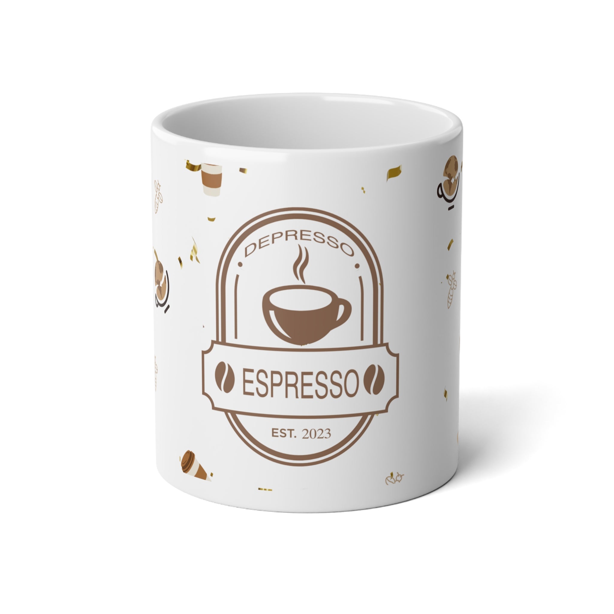 Espresso Lover 20oz Jumbo Coffee Mug — 'Depresso Espresso' Vintage Badge Design
