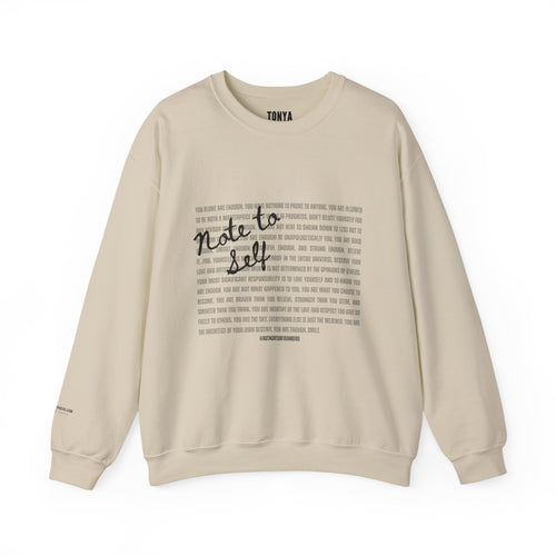 Crewneck Sweatshirt — 'Note to Self' Minimalist Text Graphic