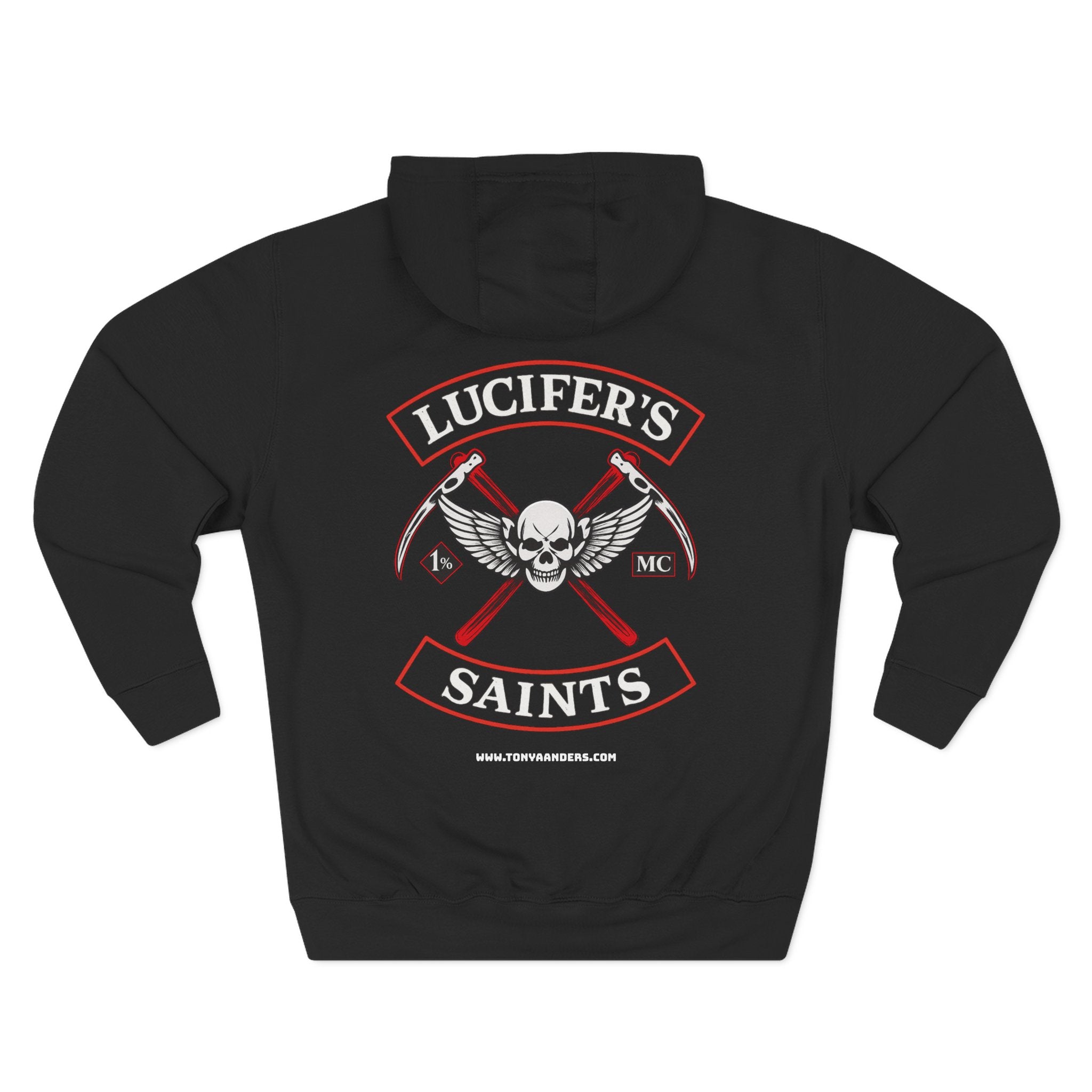 Lucifer’s Saints Motorcycle Hoodie — Skull & Wings Biker Pullover